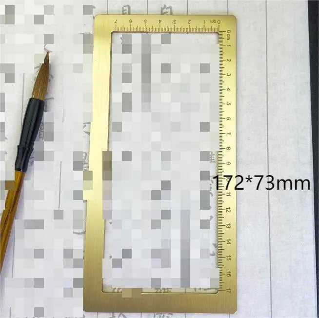 Solid brass calligraphy paper weight with carved square design for paper pressing