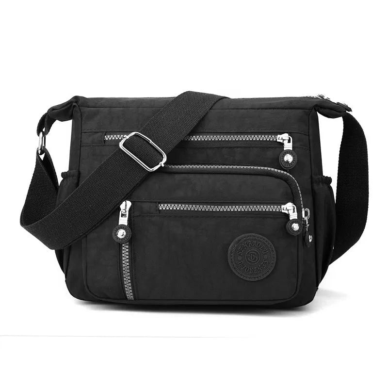 Nylon messenger shoulder bag in square vertical design with adjustable strap