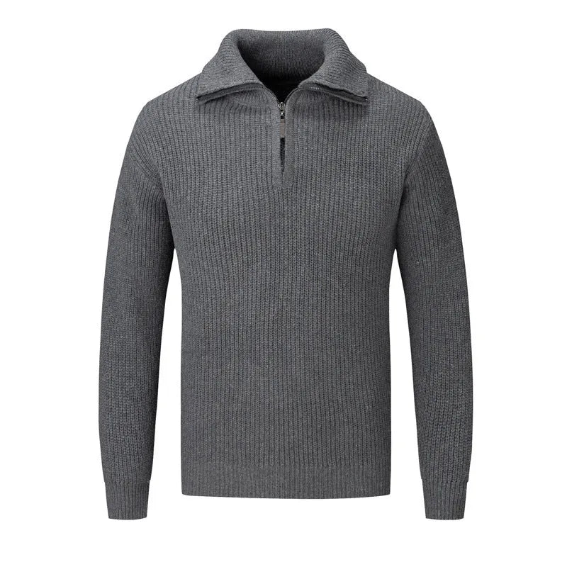 Men's loose slim fit solid colour pullover sweater for autumn and winter casual wear