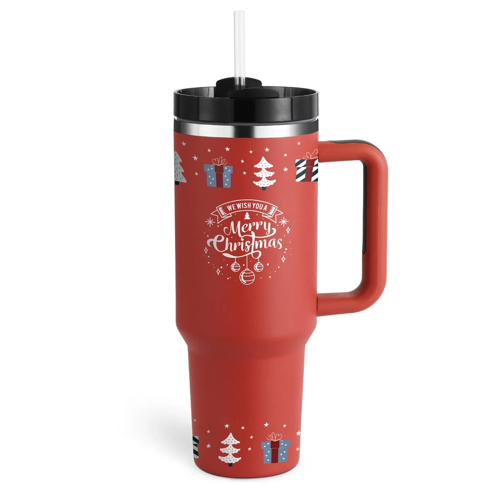 40 oz stainless steel insulated tumbler with handle and straw in multiple colours