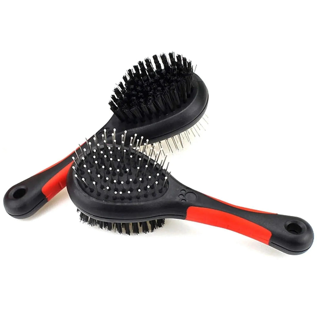 2-in-1 double sided pet grooming comb for dogs and cats with plastic handle and metal pins