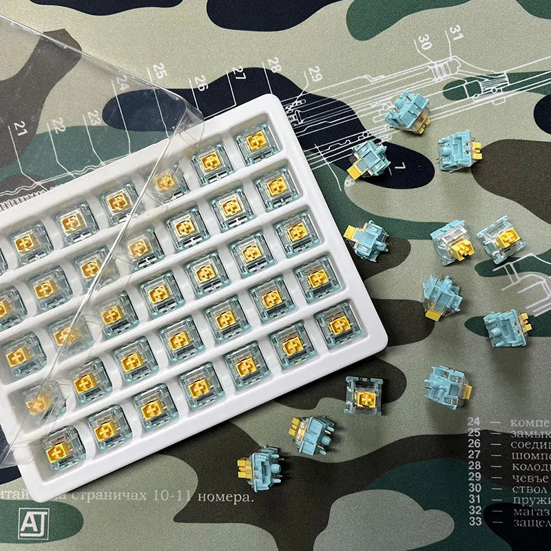 36 Tiger Mo Sea Salt Lemon PRO Mute keyboard switches for mechanical keyboard builds