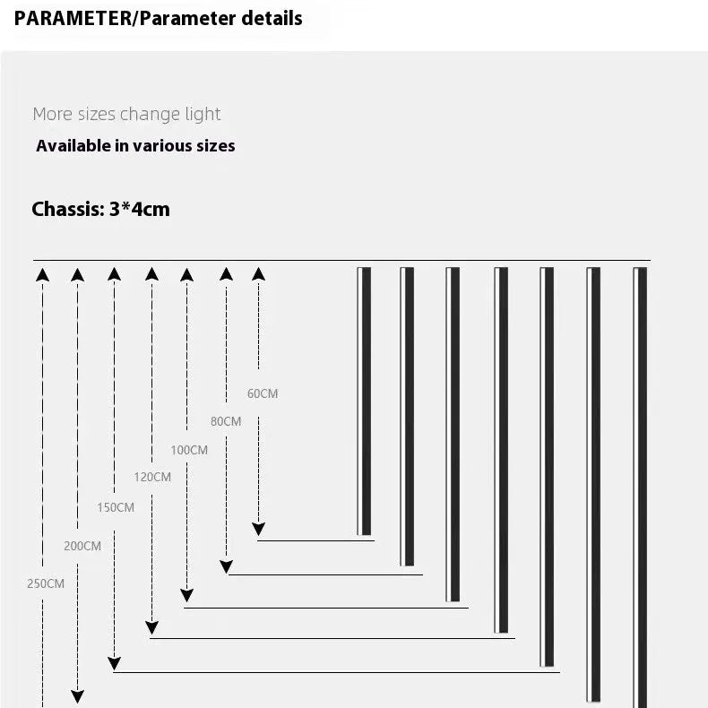 A sleek, black 80cm long strip LED wall lamp with a PC shade and touch control for three light colours.