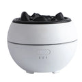Flame aroma diffuser with timer, 300ml water tank, black crack style, on a wooden desk, with visible USB cable