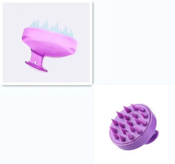Silicone shampoo brush scalp massage comb 8x8x7cm in black