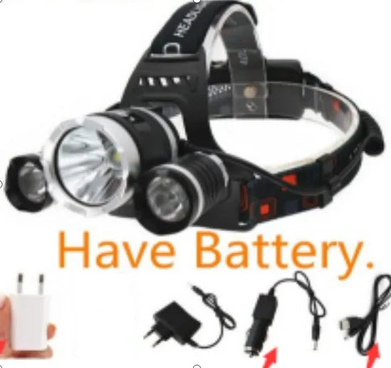 Aluminium alloy rechargeable headlamp with adjustable headband and bright LED light.
