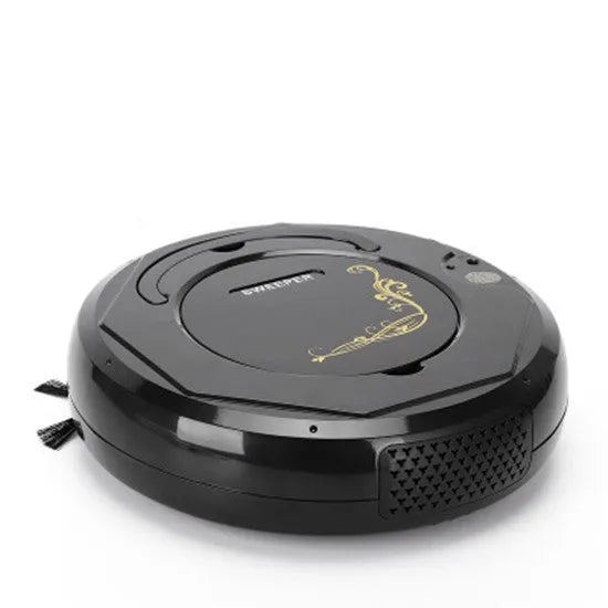 Lazy Smart floor sweeping robot vacuum cleaner in blue, black, or white on a hard floor.