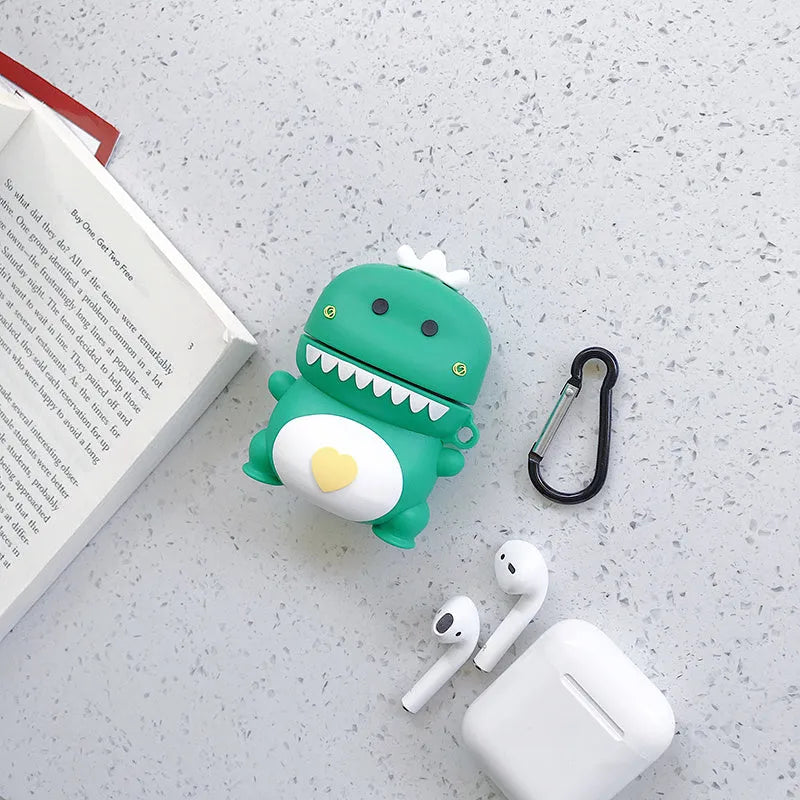 Cartoon animal design silicone case for AirPods 1 and 2 generation in multiple colour options