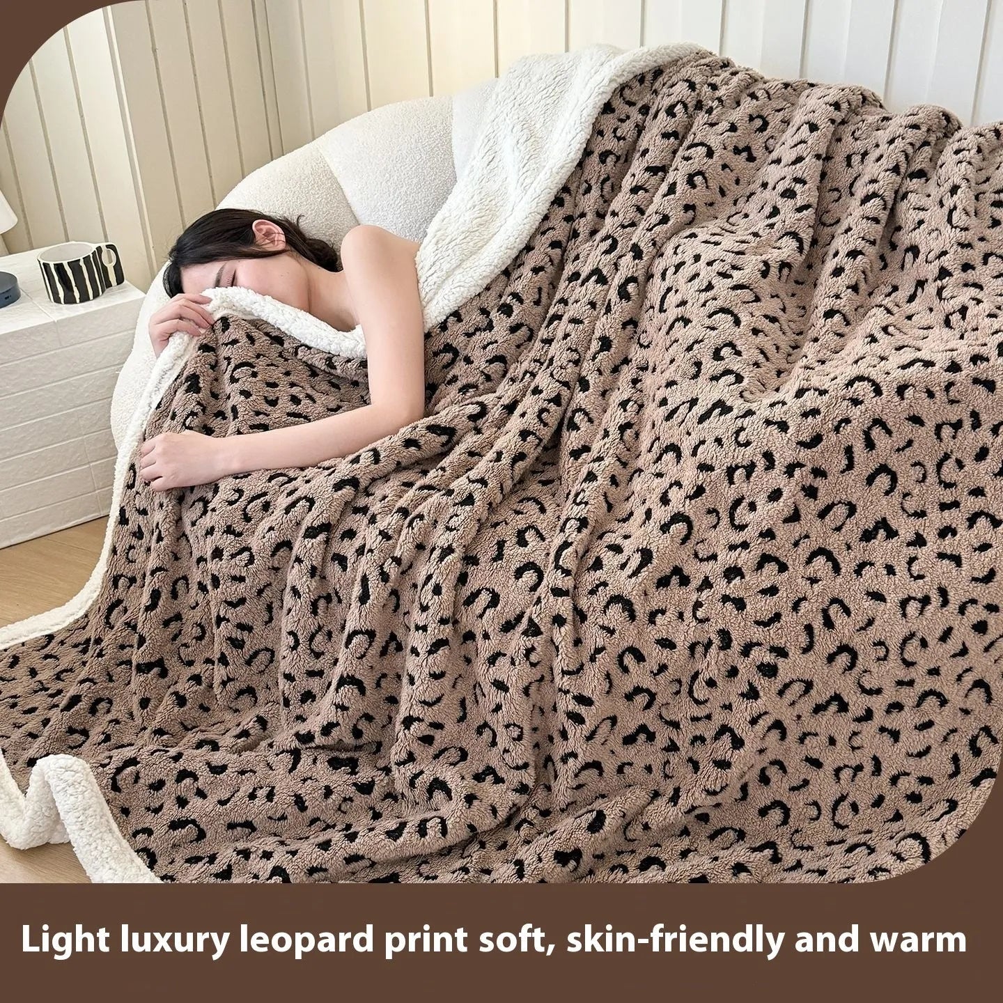 Double-layer leopard jacquard taffeta blanket with zebra pattern in multiple colour options