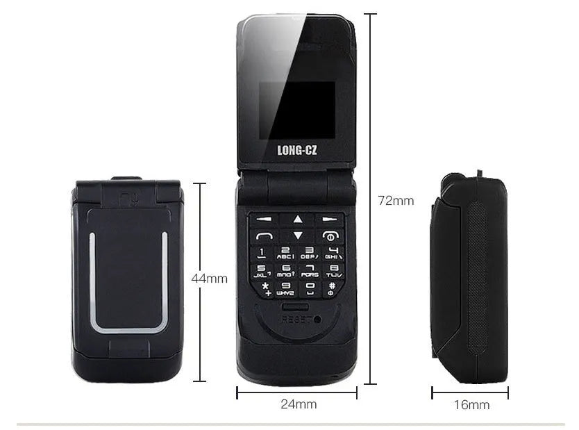 Mini flip phone in gold colour with screen less than 4.0 inches showing flip cover design