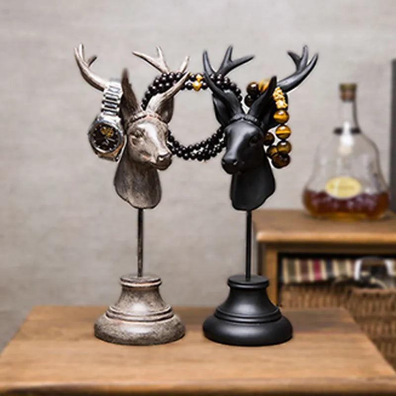 Natural resin animal figurine home decoration in black, white, or wood colour, 32cm tall