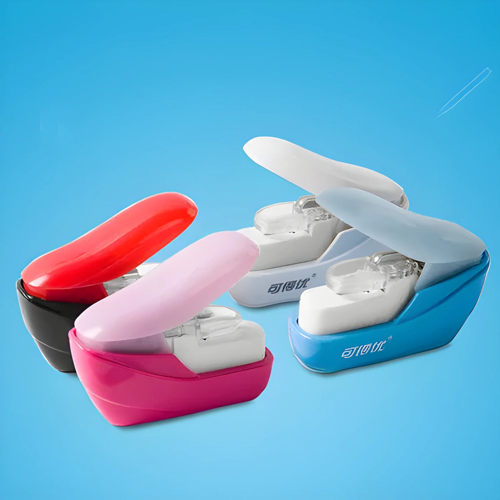 Stapler-Free Stapler ABS Plastic Embossed Binder for Home Office School Use Compact Paper Fastener Up to 8 Sheets Eco-Friendly No Need for Staples Random Colour