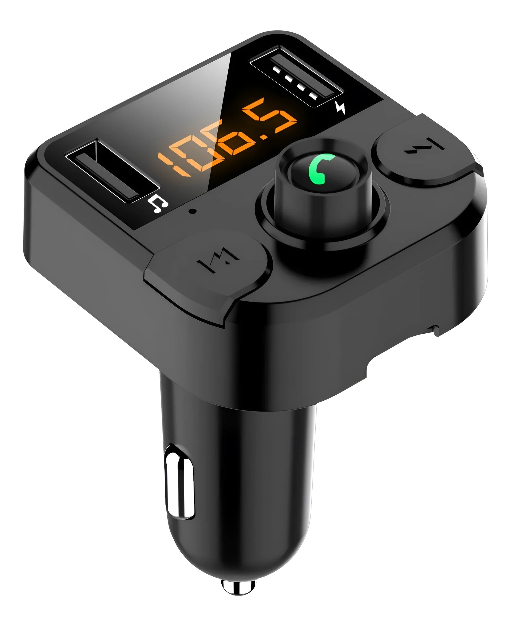 Black car MP3 Bluetooth player with 1.1-inch screen for cigarette lighter power connection