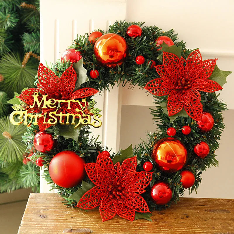 30cm multicolour plastic Christmas wreath for door and mall decoration