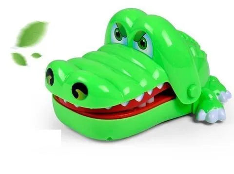 Multicoloured plastic bite hand animal interactive toy showing dog, crocodile, shark, and hippo designs
