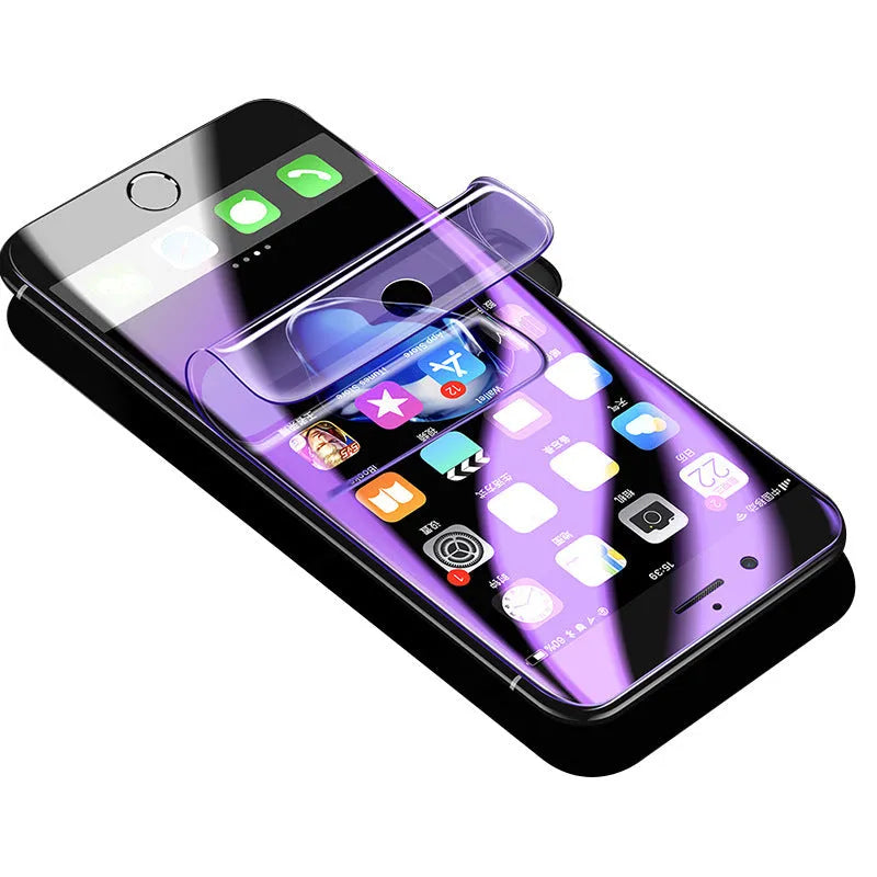 Purple light HD hydrogel matte screen protector for curved Samsung Galaxy phone.