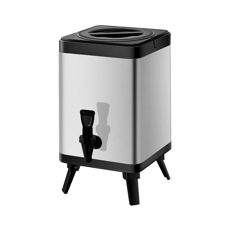 Square lock stainless steel milk tea bucket with 8 litre capacity and silver finish