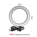 Self-made fill light artifact 5W LED ring light 20cm five-in-one kit black with tripod and phone clip on desk