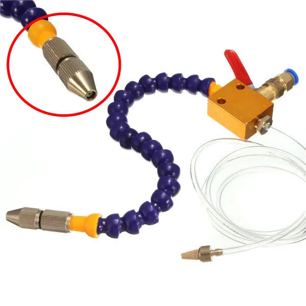 Coolant spray nozzle for etching machine with thin nozzle and standard fixture on 8mm duct