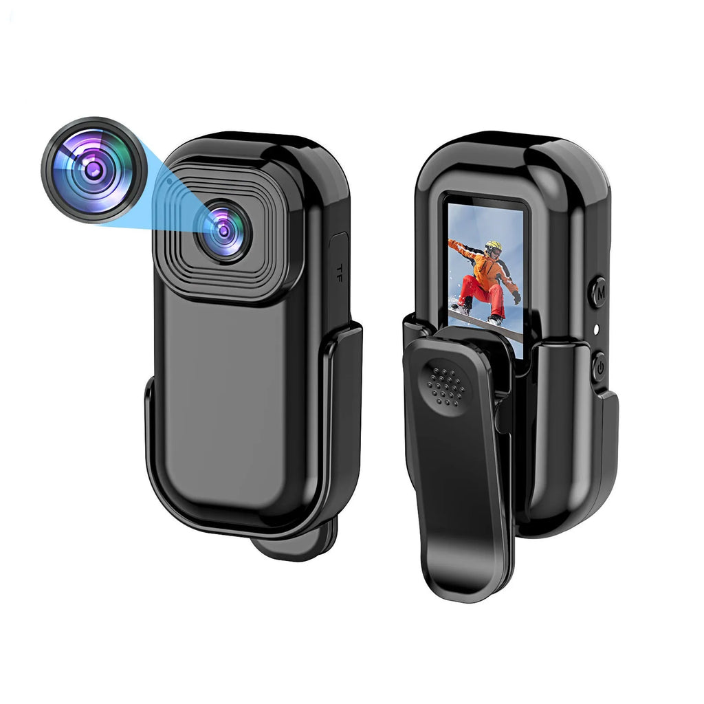 L8 Black WIFI body camera with back splint and thumb hole, 65x32.3x18mm plastic body