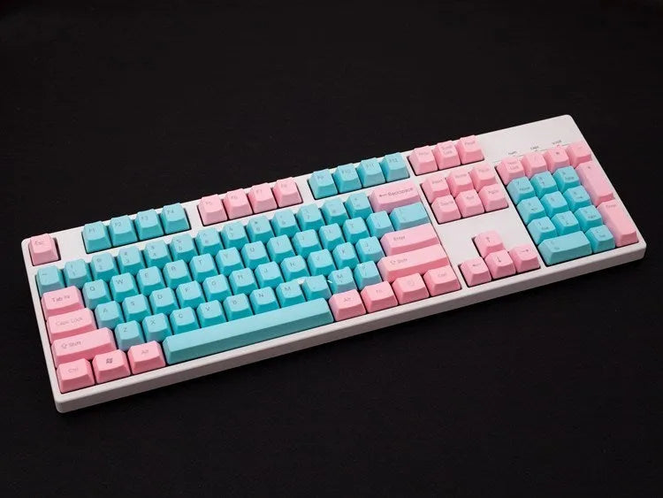 Full set of pink PBT keycaps with side-printed legends, 1.5mm thickness, for mechanical keyboards