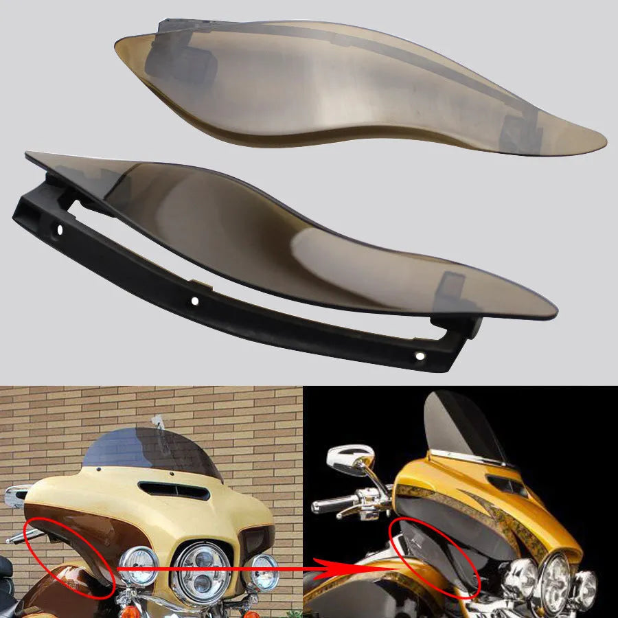 Harley Davidson motorcycle windshield side wing pair in ABS plastic