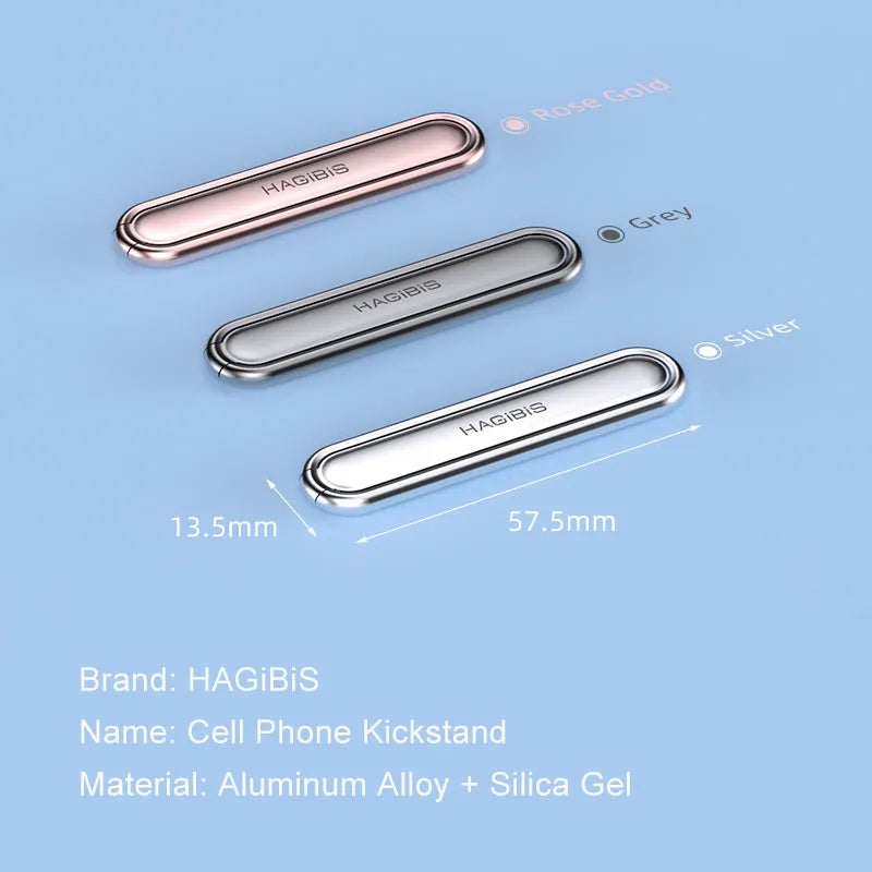 Creative alloy adhesive phone ring holder in streamer silver with invisible back bracket on a smartphone