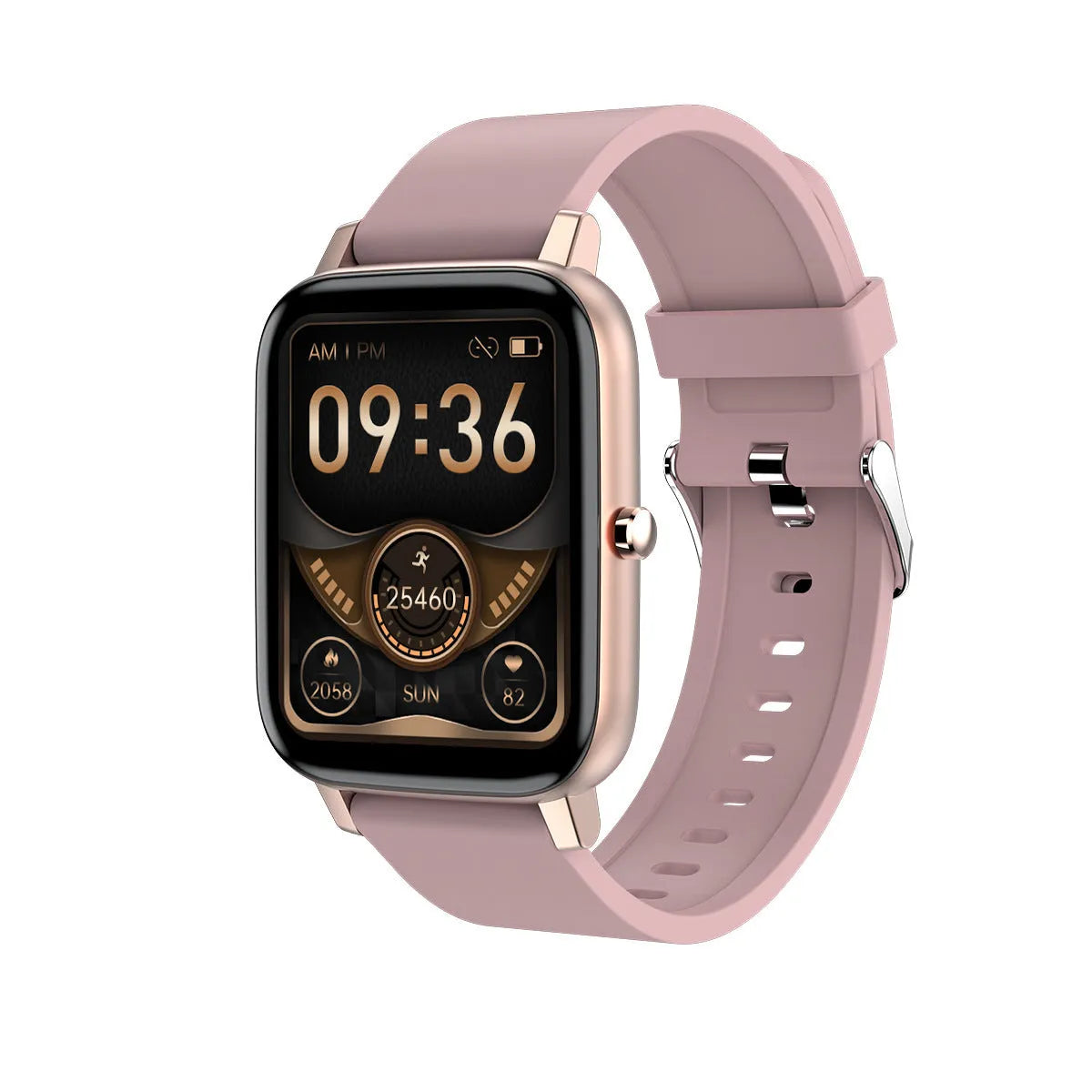 H80 black sports smart watch with silicone strap showing heart rate graph on touch screen