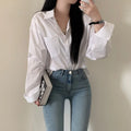 White loose simple shirt with princess sleeves, chenille fabric, sleeveless design
