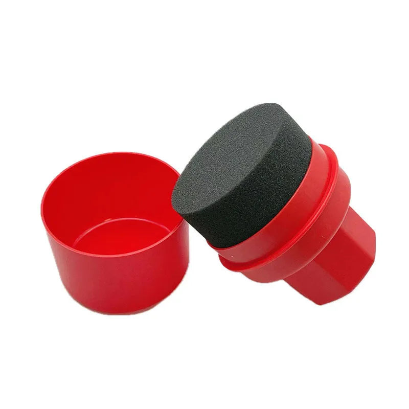 Car tyre polishing sponge brush with lid showing four sponge colour and texture options