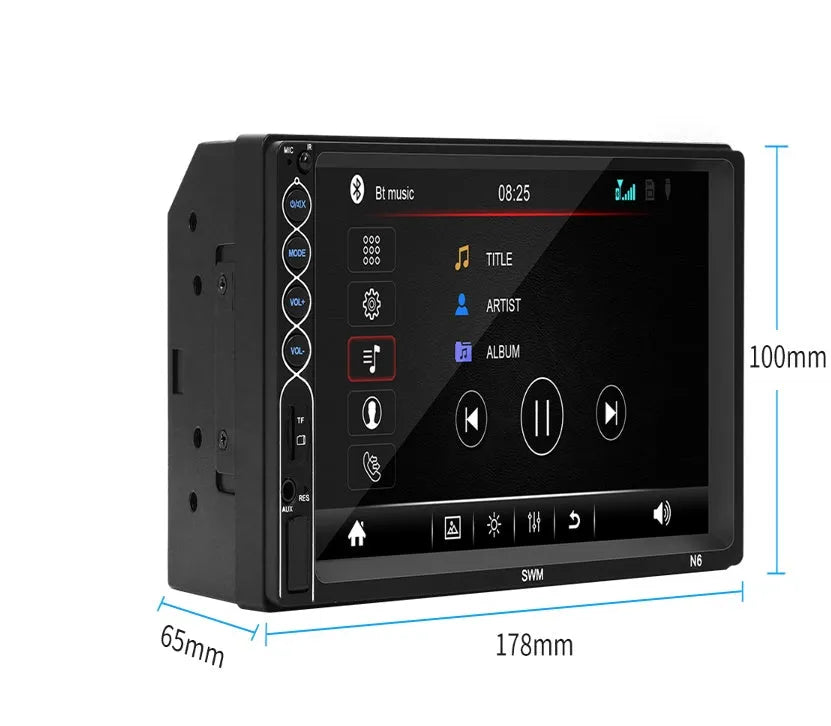 7 inch double DIN car MP5 player with TFT LCD touchscreen and colourful LED lights front panel