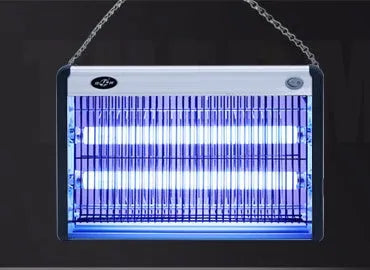 Electric mosquito killing lamp with ultraviolet light tubes and metal grid for indoor insect control