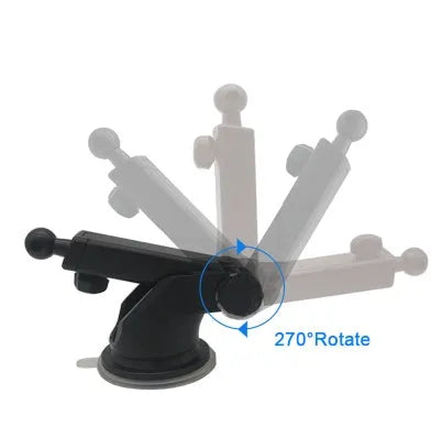 Universal car phone holder with telescopic arm extending from dashboard bracket