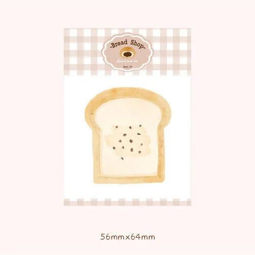 Food bread handbook note paper showing 85x120mm sheets in bread, tomato, and yogurt colour designs