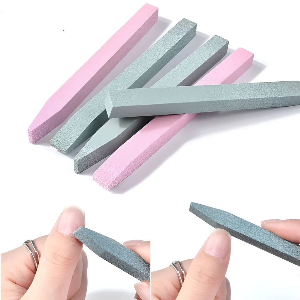 Nail quartz abrasive stick with plastic handle in pink colour for nail filing