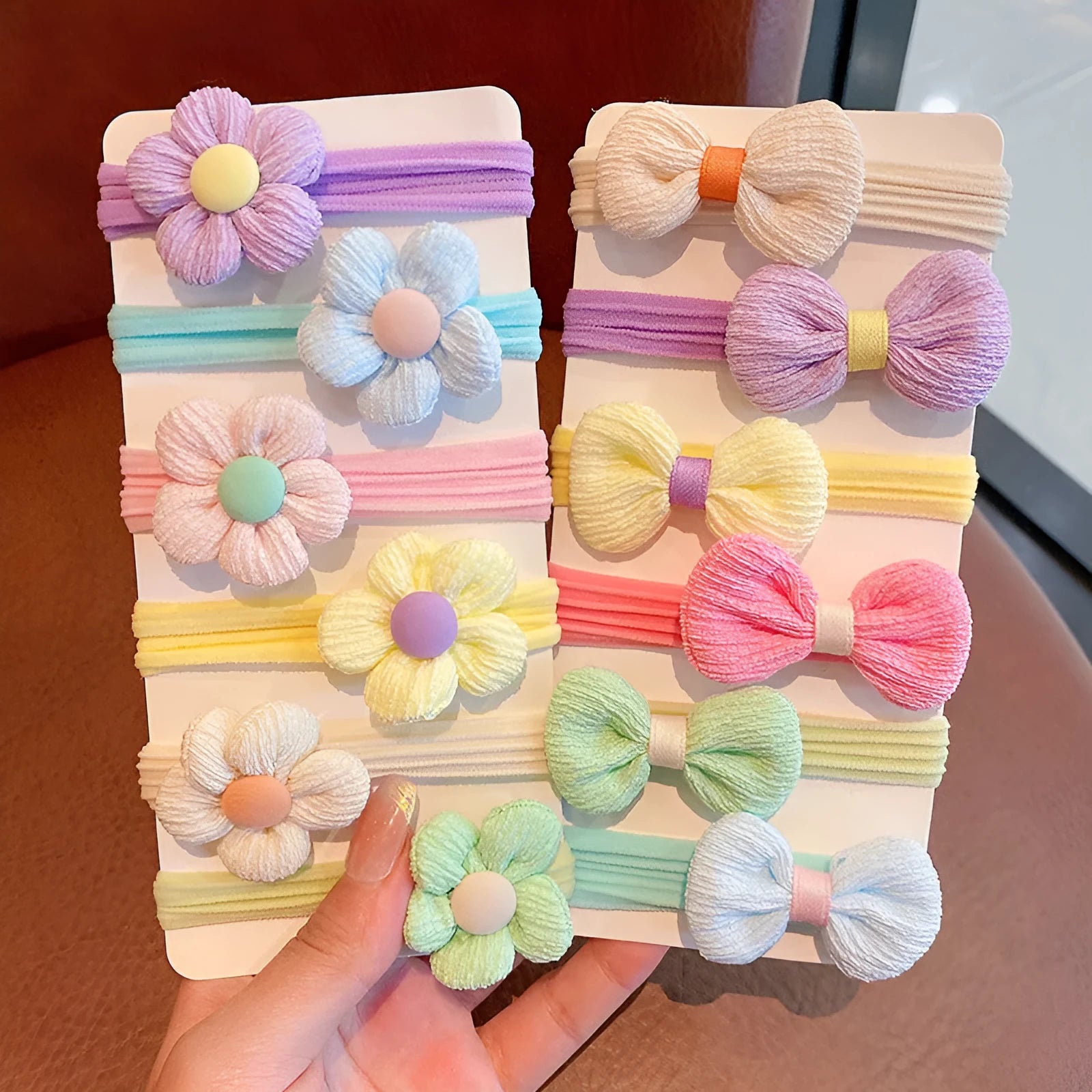 Children's cloth headband 6-piece set with flower and plum blossom motifs in pastoral style for girls