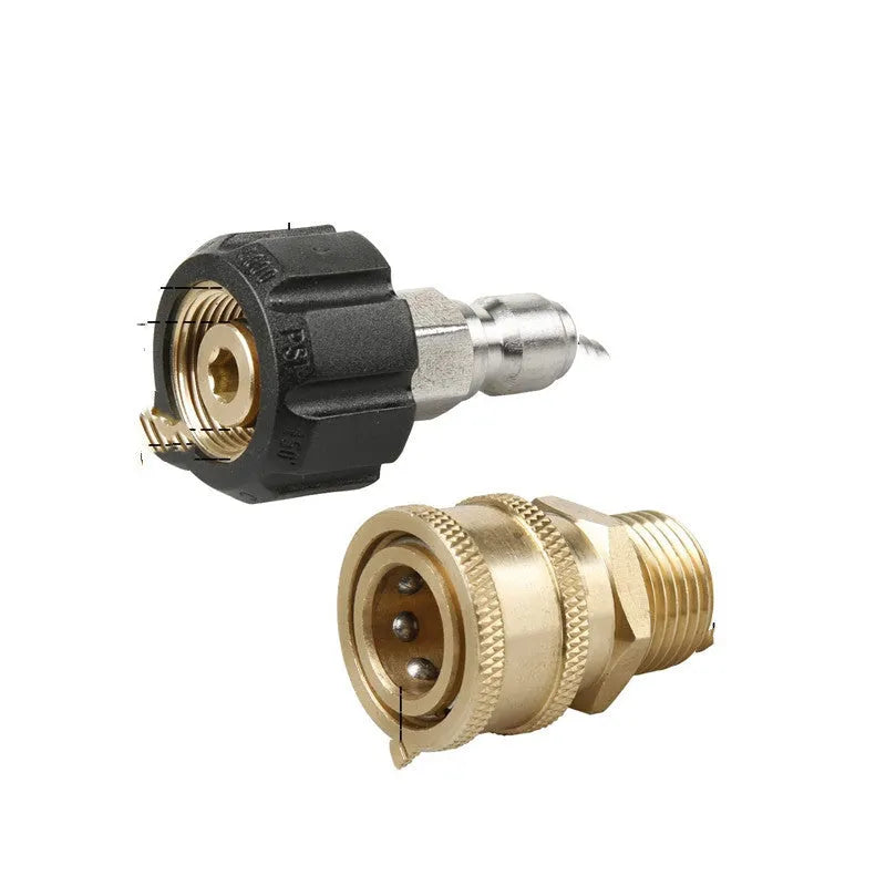 Black and copper M22 to 3/8 inch quick connector set for high pressure car wash water gun