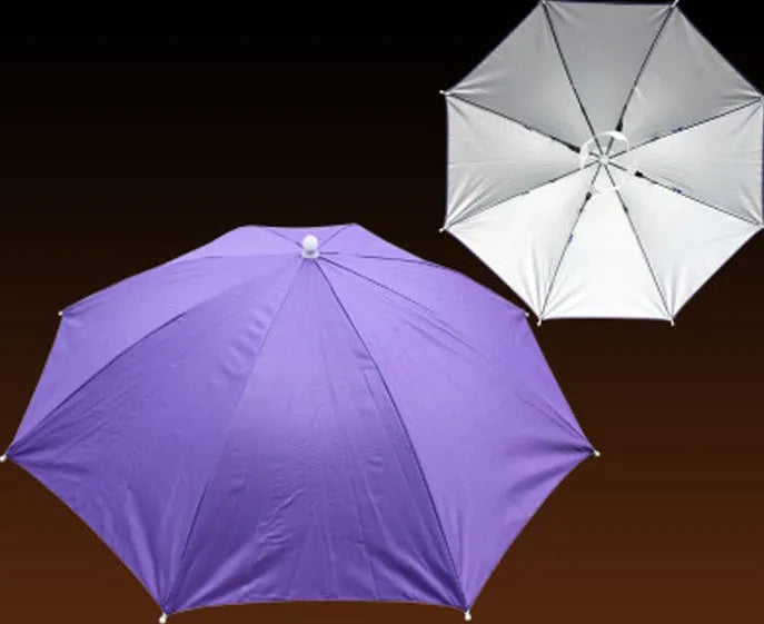 55-65cm outdoor fishing sunshade waterproof folding sunhat umbrella in blue with handleless design