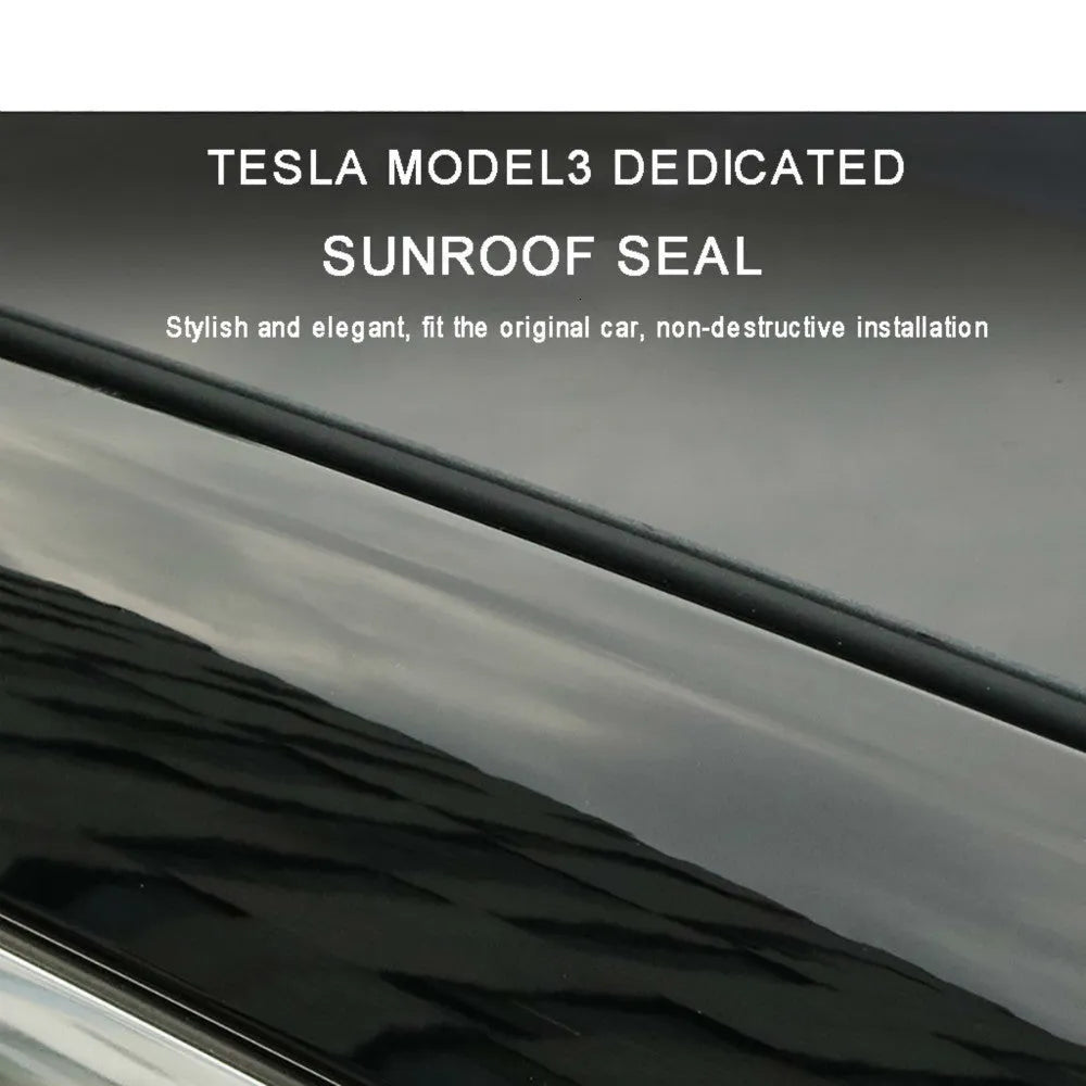 Black silicone Tesla Model 3 windshield roof sunroof seal rolled out, showing 285 cm length