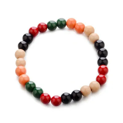 Natural lava stone beaded bracelet with ethnic style design for men and women