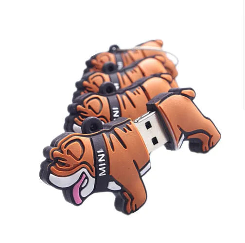 Silicone bulldog USB flash drive in beige colour with custom logo, 8GB to 64GB storage capacities