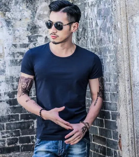 Men's casual short sleeve T-shirt in multiple colours made from 100% polyester fabric for summer