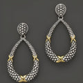 Retro antique silver earrings with animal zodiac motif on silver background
