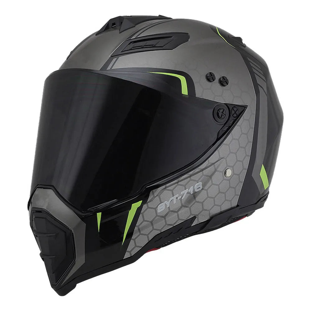 Full-cover motorcycle off-road helmet with ABS shell in black colour