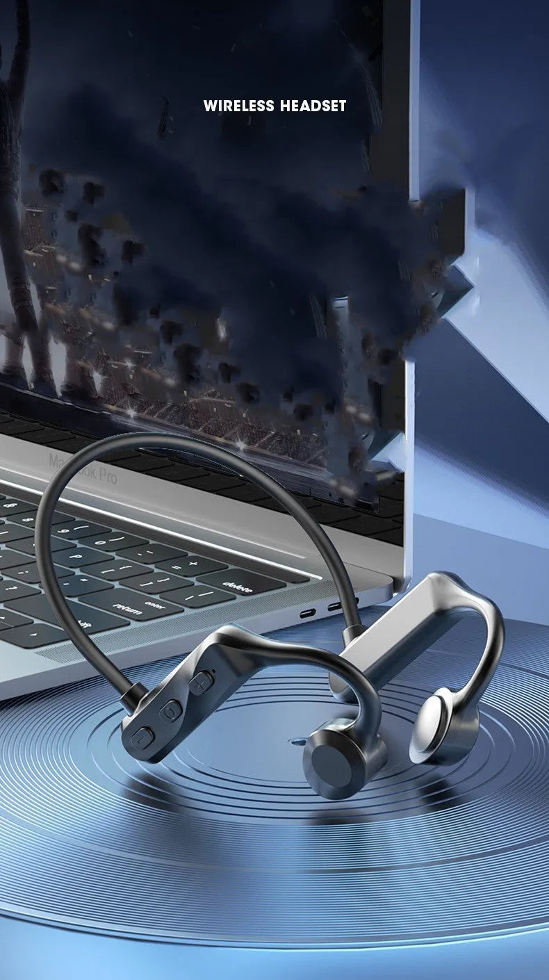 Hot K69 air conduction sports ear hook open wireless Bluetooth headset in black with breathing light