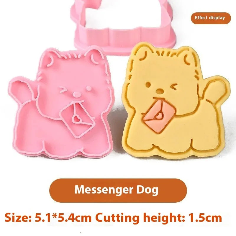 Plastic puppy biscuit mould with 3D cartoon designs for baking shaped treats