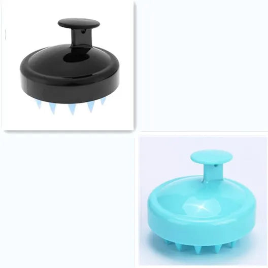 Silicone shampoo brush scalp massage comb 8x8x7cm in black