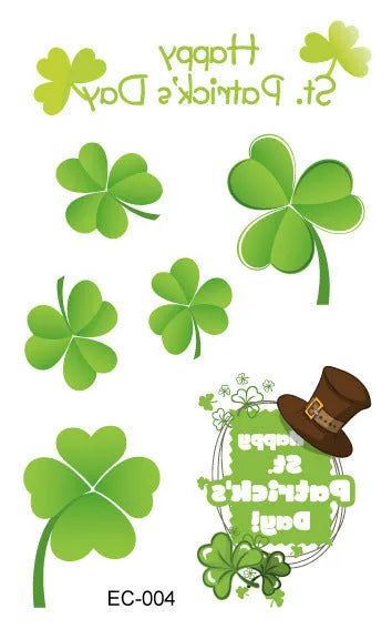 St. Patrick's Day clover tattoo sticker paper measuring 120×75mm with water transfer printing