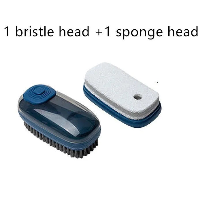 Automatic liquid cleaning brush for shoes and laundry with ergonomic grip in blue, green or red colour