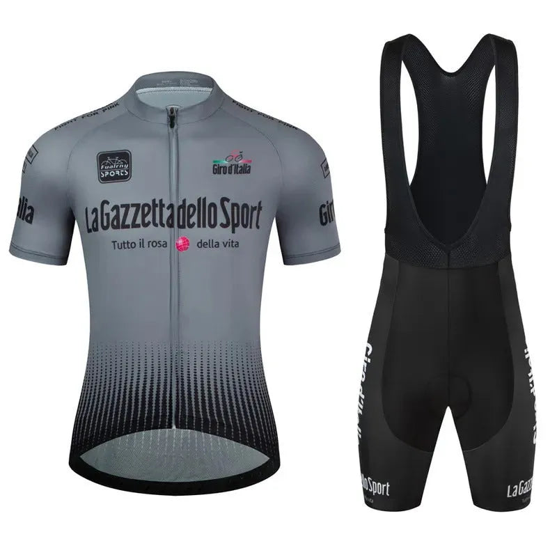 Neutral fit short sleeve cycling suit in polyester fabric for summer sports.